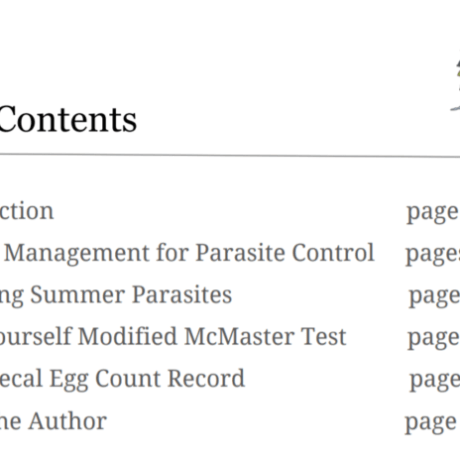 Table of Contents Parasite Management